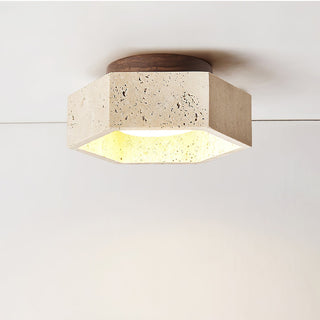 Hexara Lumière de Plafond Hexagonale en Travertin