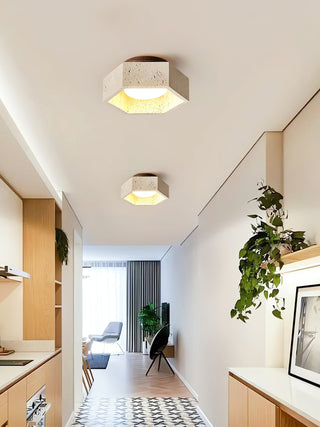 Hexara Lumière de Plafond Hexagonale en Travertin