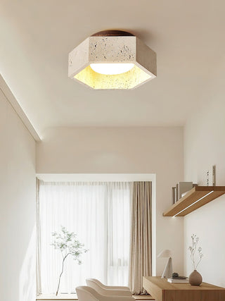 Hexara Lumière de Plafond Hexagonale en Travertin
