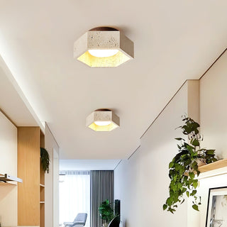 Hexara Lumière de Plafond Hexagonale en Travertin