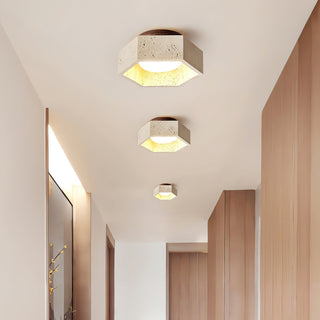 Hexara Lumière de Plafond Hexagonale en Travertin