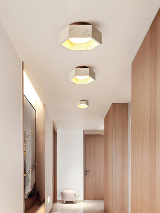 Hexara Lumière de Plafond Hexagonale en Travertin