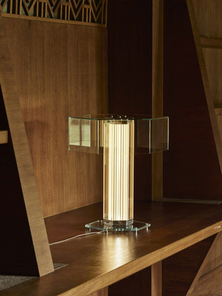 Hexagonal Glass Table Lamp-Neutral Decor