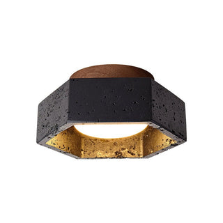 Hexara Plafonnier en Travertin Noir Hexagonal