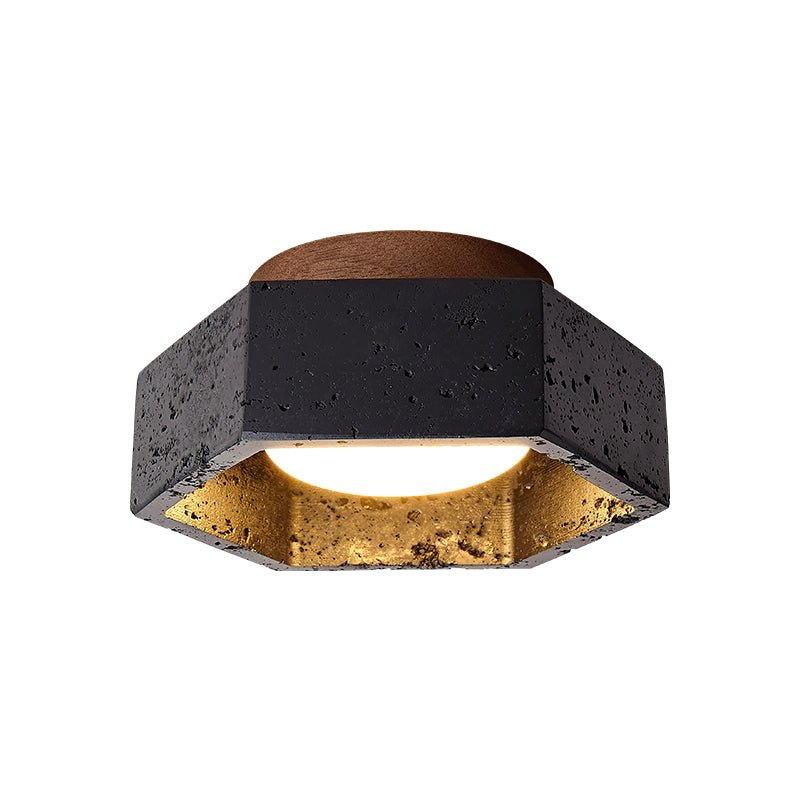 Hexara Plafonnier en Travertin Noir Hexagonal