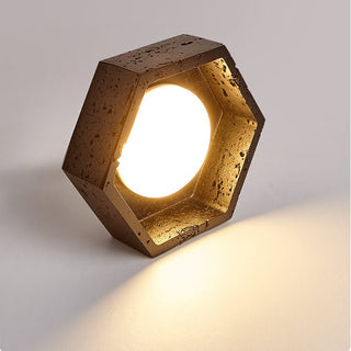 Hexara Plafonnier en Travertin Noir Hexagonal