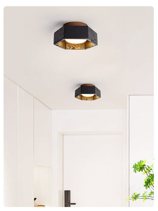 Hexara Plafonnier en Travertin Noir Hexagonal
