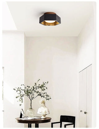 Hexara Plafonnier en Travertin Noir Hexagonal