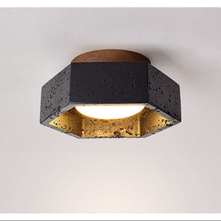 Hexara Plafonnier en Travertin Noir Hexagonal