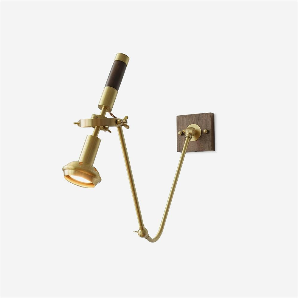 Wall Lamp Adjustable Brass Walnut Vintage Spotlight Industrial Task Sconce-Neutral Decor