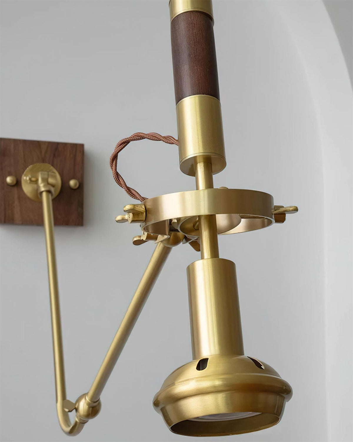 Wall Lamp Adjustable Brass Walnut Vintage Spotlight Industrial Task Sconce-Neutral Decor