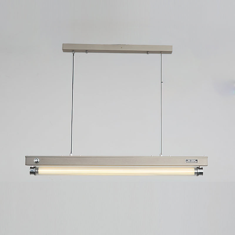 View from underneath the Hiromi Chandelier, highlighting the ribbed texture of the acrylic diffuser.