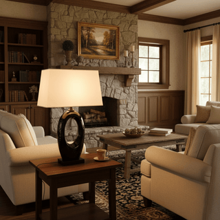 Hollow Oval Ceramic Table Lamp-Neutral Decor
