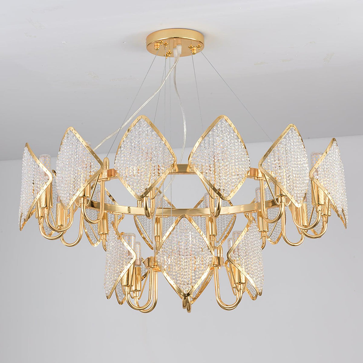 Calilia Lustre Cristal Feuille à Deux Niveaux