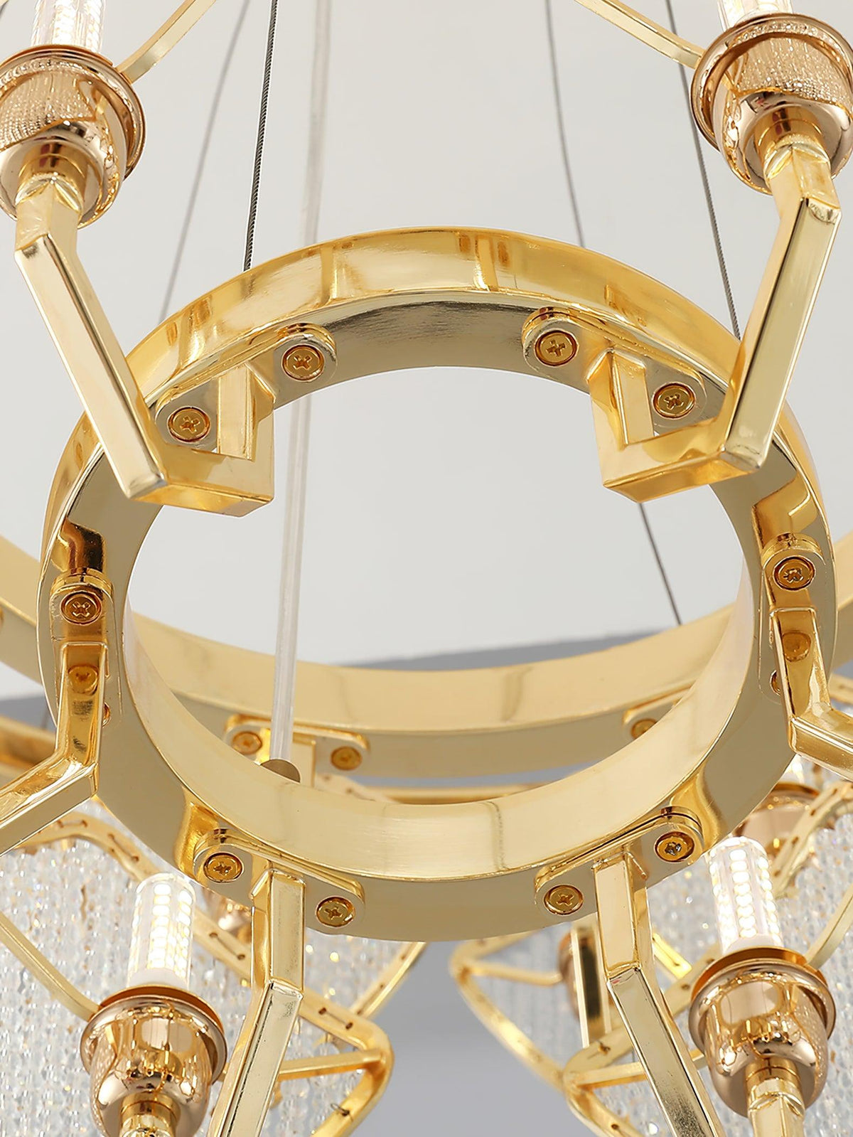 Cyrirena Lustre Feuille de Cristal à Double Étagère