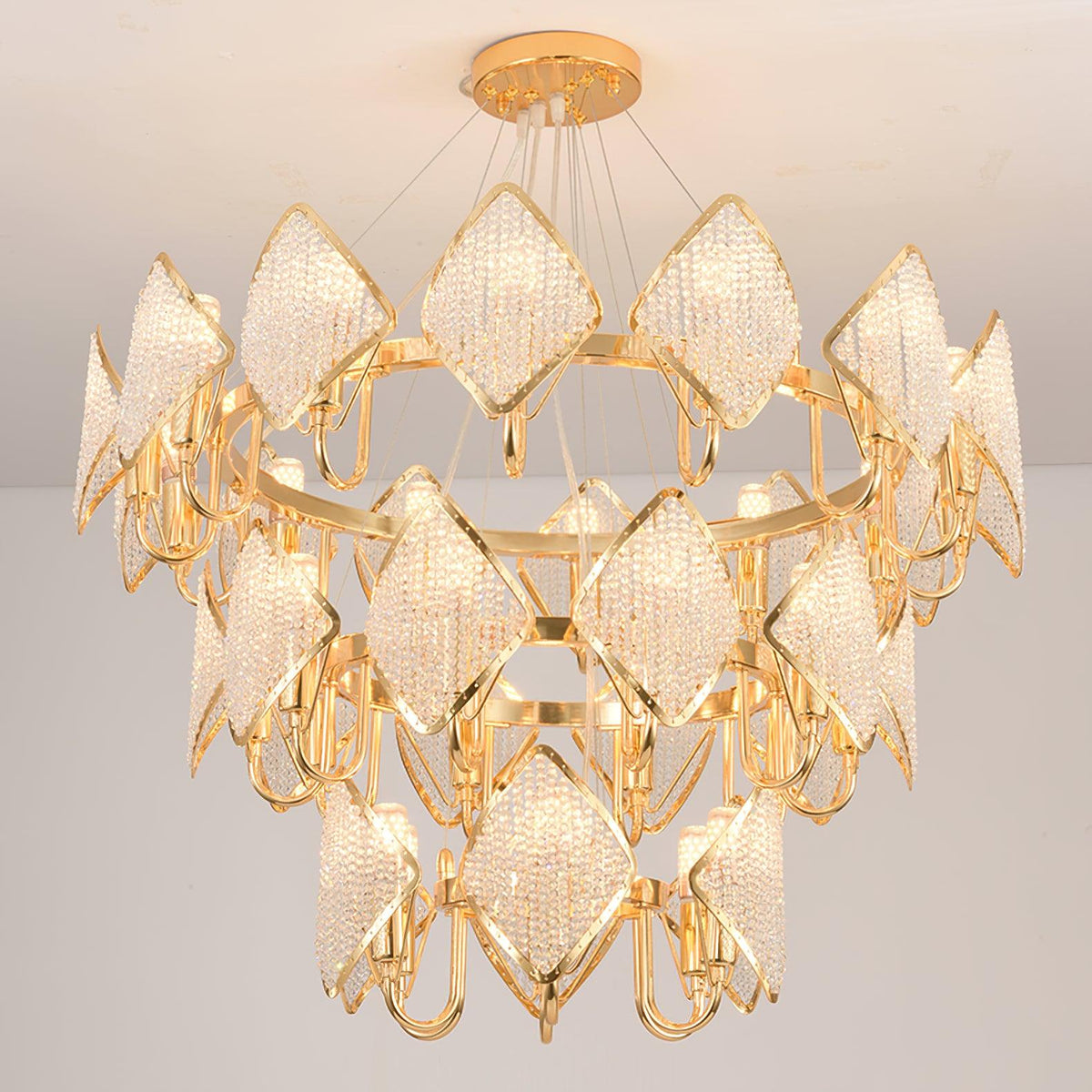 Calilia Lustre Cristal Feuille à Deux Niveaux