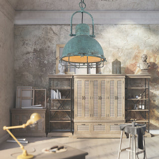 Hopedale Suspension Métal Vert Antique Industriel Vintage