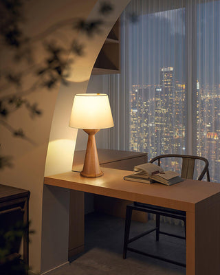 Tempo Vintage Wood Table Lamp-Neutral Decor