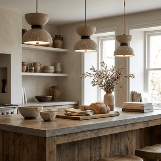Hourglass Travertine Pendant Lamp-Neutral Decor