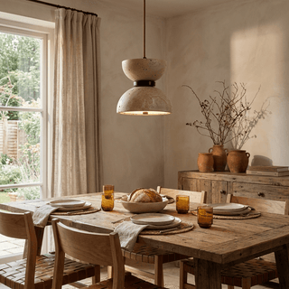 Hourglass Travertine Pendant Lamp-Neutral Decor