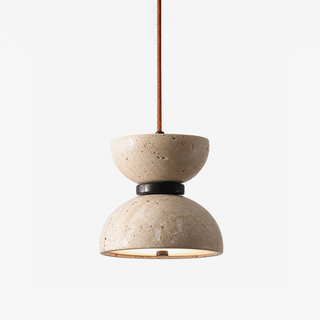 Hourglass Travertine Pendant Lamp-Neutral Decor