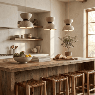 Hourglass Travertine Pendant Lamp-Neutral Decor