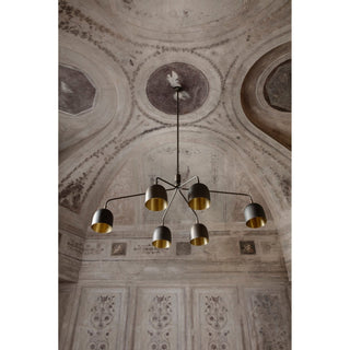 Lustra Lustre Noir en Laiton Industriel