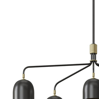 Lustra Lustre Noir en Laiton Industriel