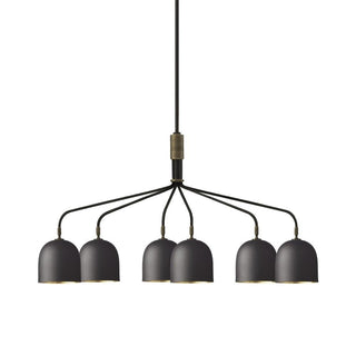 Lustra Lustre Noir en Laiton Industriel