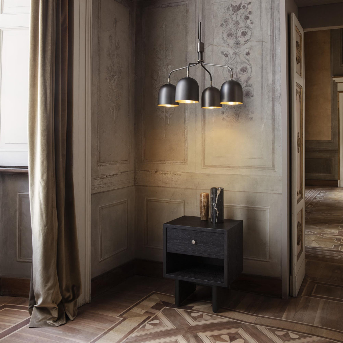 Zorelia Lustre Noir en Laiton Industriel