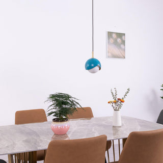 Solara Lampe Suspendue en Laiton Globe Opale Emboîté Moderne