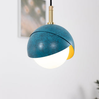 Solara Lampe Suspendue en Laiton Globe Opale Emboîté Moderne