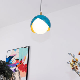 Solara Lampe Suspendue en Laiton Globe Opale Emboîté Moderne