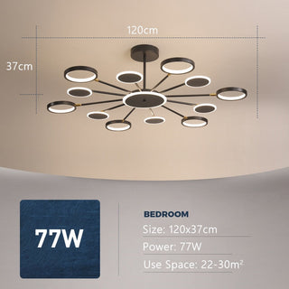 Moderne Suspension Multi Contemporaine, Metal/Acrylique, Noir Mat, Salon