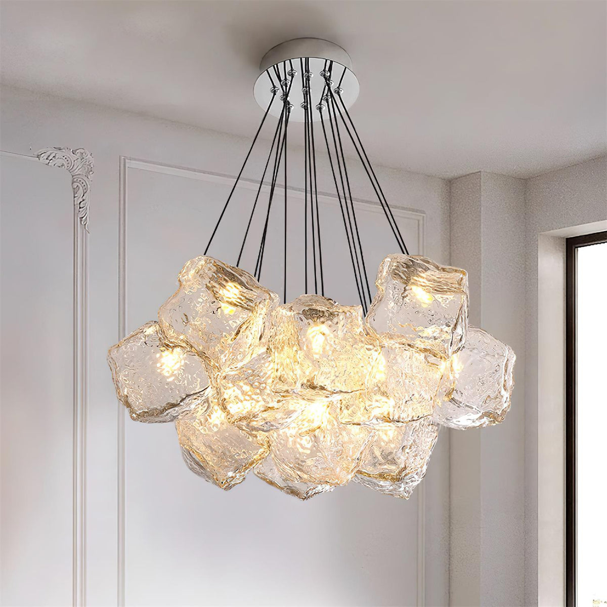 Pebine Clustered Glass Chandelier-Neutral Decor