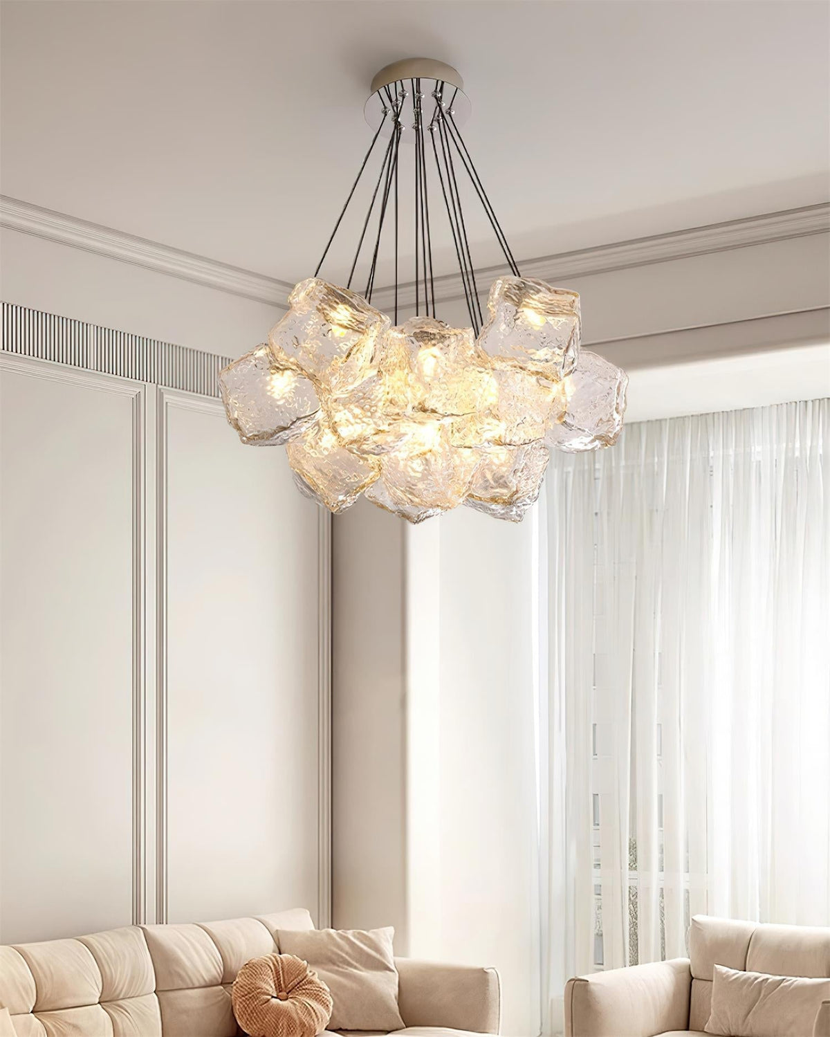 Pebine Clustered Glass Chandelier-Neutral Decor