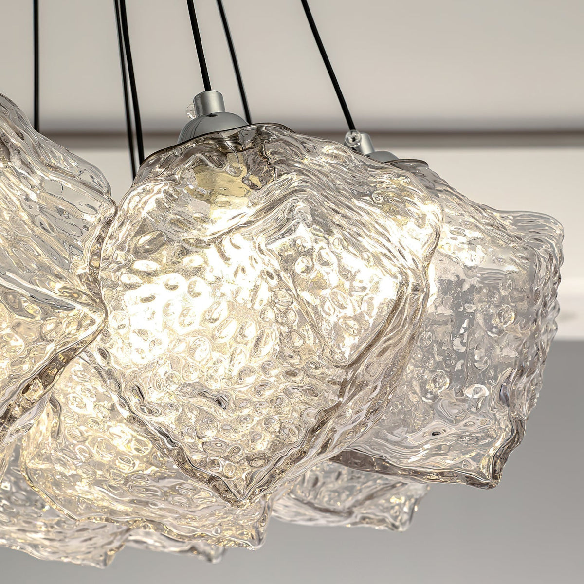 Pebine Clustered Glass Chandelier-Neutral Decor