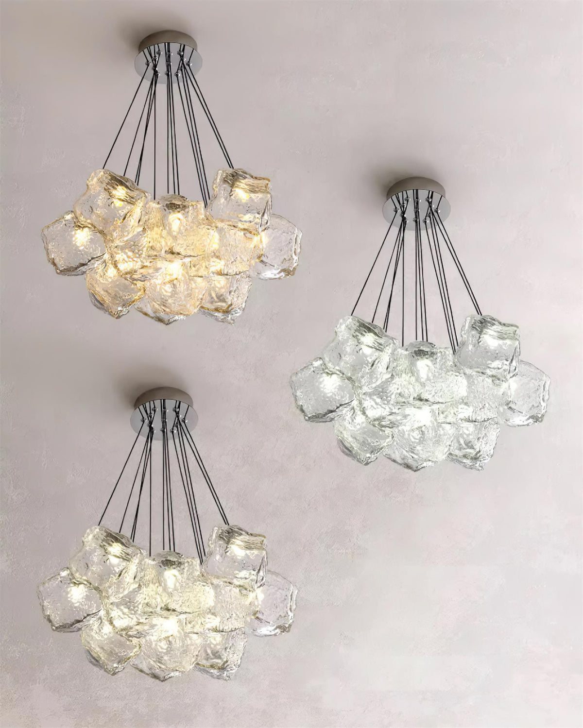 Pebine Clustered Glass Chandelier-Neutral Decor