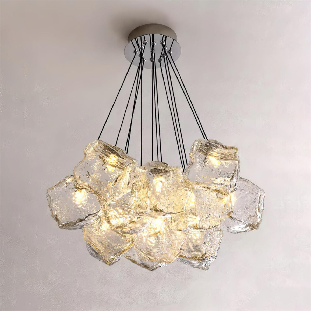 Pebine Clustered Glass Chandelier-Neutral Decor