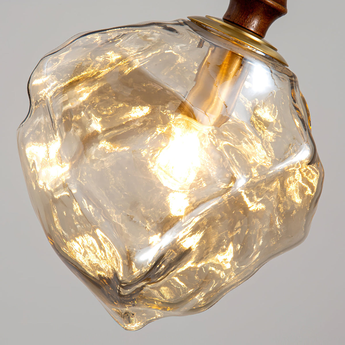 Pendant Light Walnut Wood Glass Cube-Neutral Decor