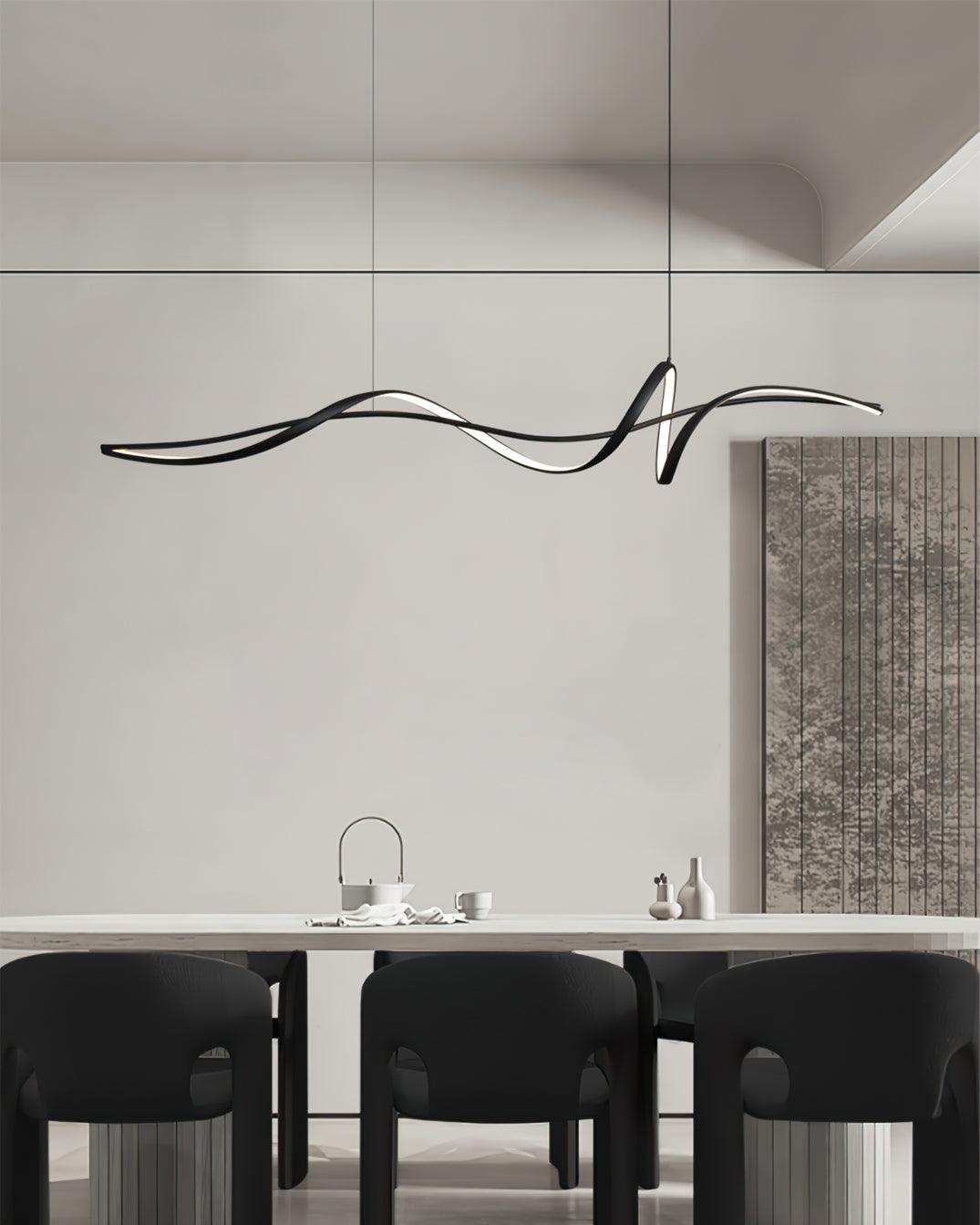 Aveline Modern Black LED Wave Pendant Light-Neutral Decor