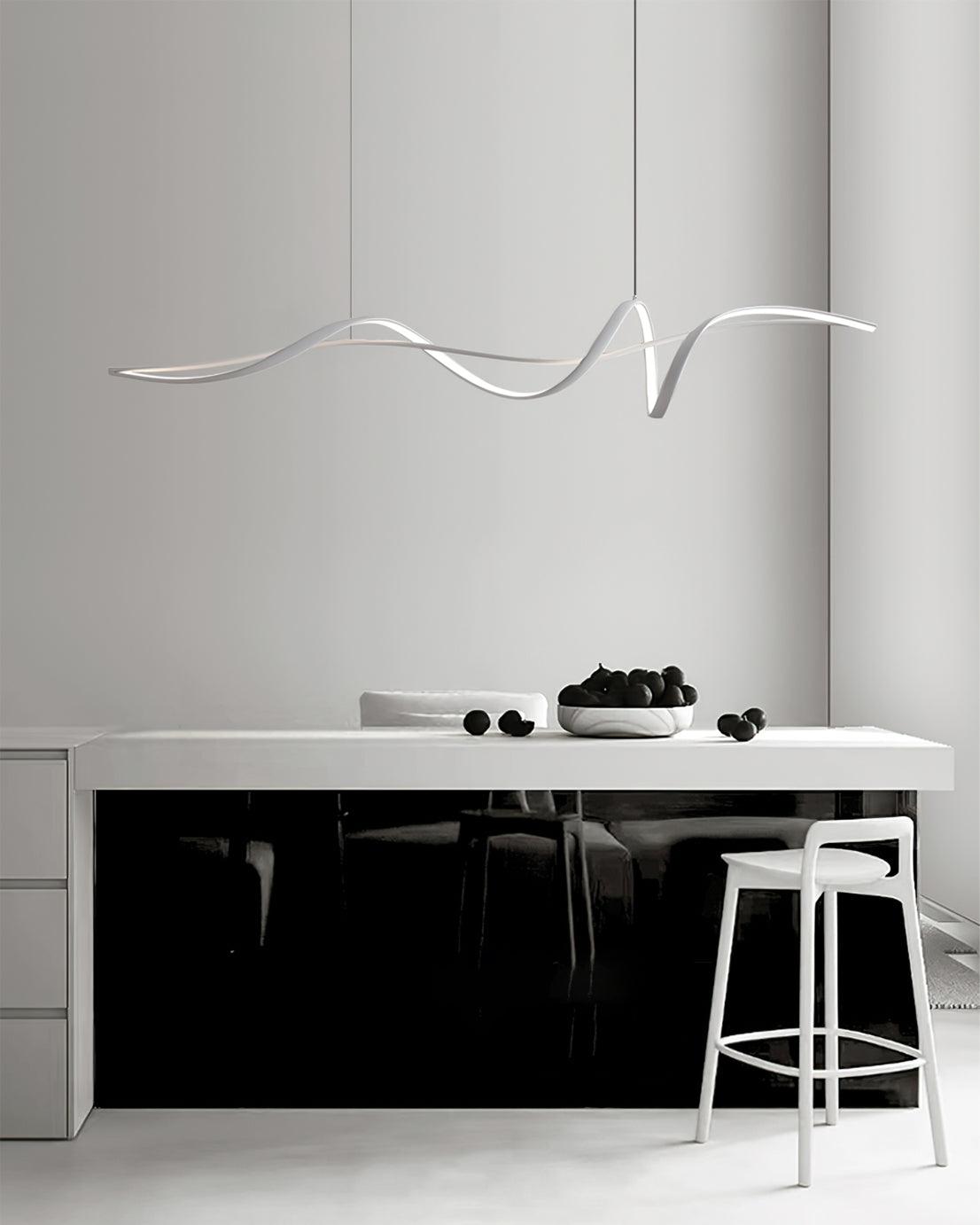 Aveline Modern Black LED Wave Pendant Light-Neutral Decor