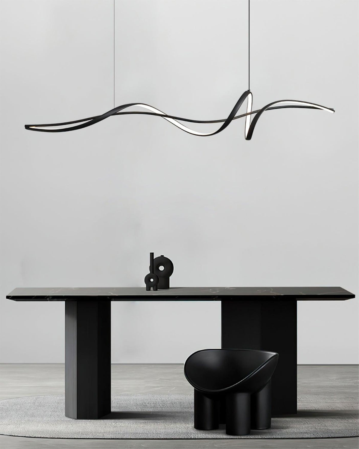 Aveline Modern Black LED Wave Pendant Light-Neutral Decor