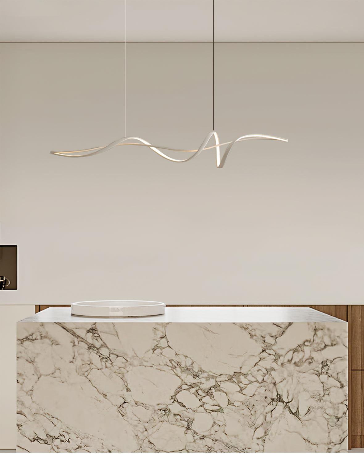 Aveline Modern Black LED Wave Pendant Light-Neutral Decor