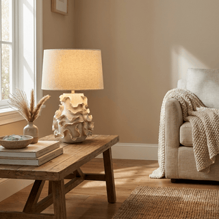 Increspa Ruffled Ceramic Table Lamp-Neutral Decor