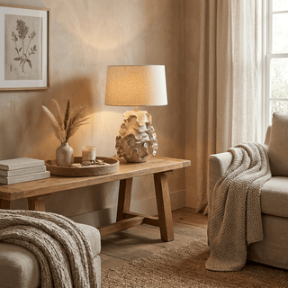 Increspa Ruffled Ceramic Table Lamp-Neutral Decor