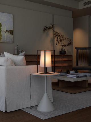 Industrial Cage Frame Table Lamp-Neutral Decor