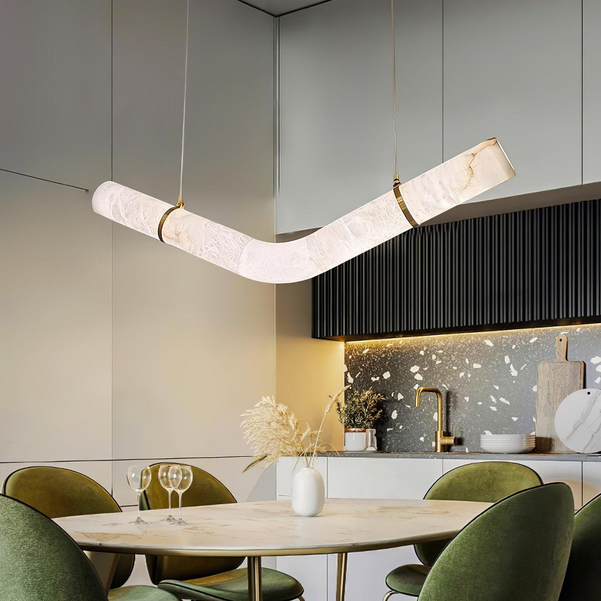 Luste Lampe Suspendue À Boucle Fermée en Albâtre