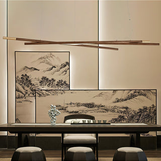 Aurora Lustre Bois Linéaire LED