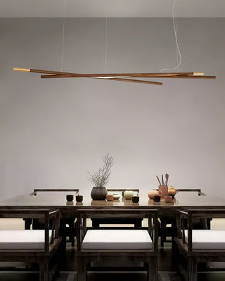 Aurora Lustre Bois Linéaire LED